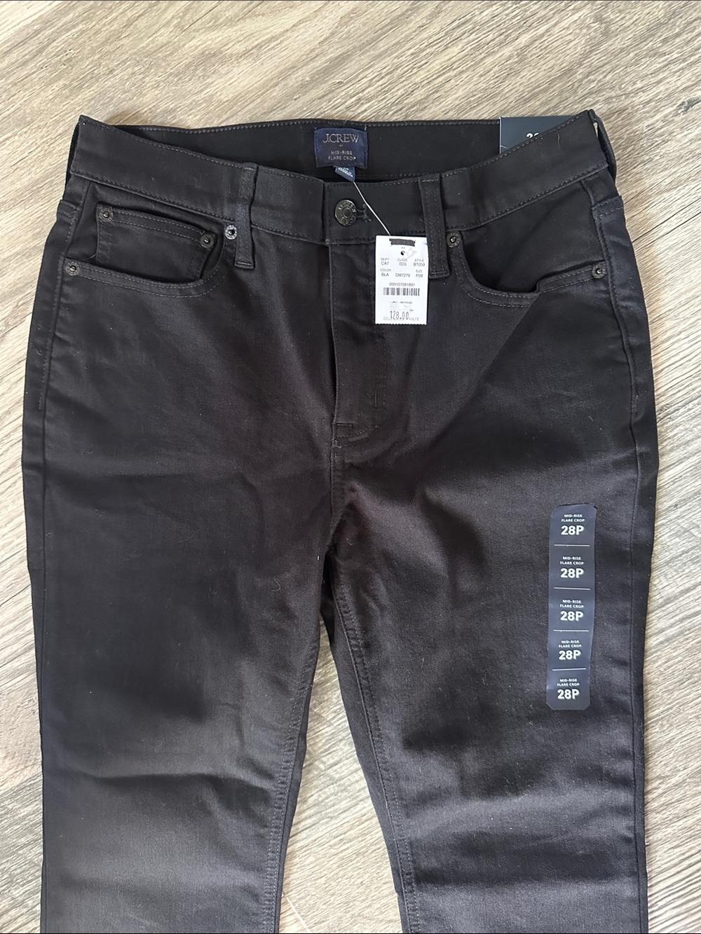J Crew NWT mid-rise flare crop all day stretch black womens size 28P - Picture 5 of 13